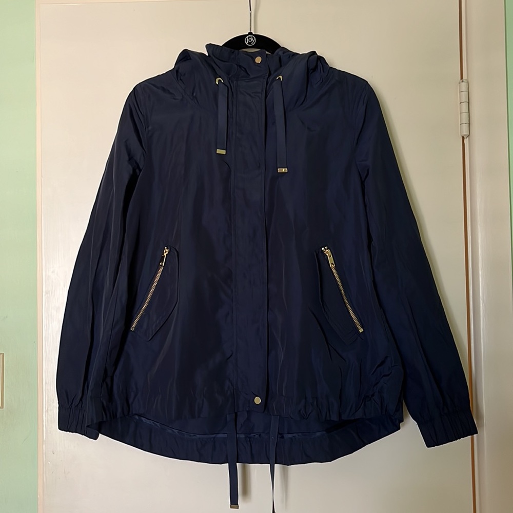 Zara Navy Windbreaker Jacket with Gold Accents - Picture 3 of 5